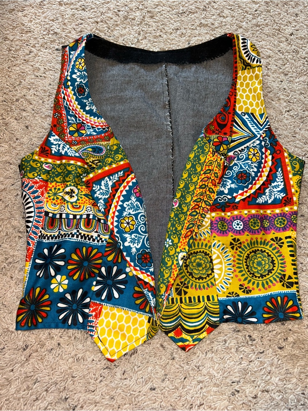 Bohemian Patchwork Multicolor Sleeveless Vest
